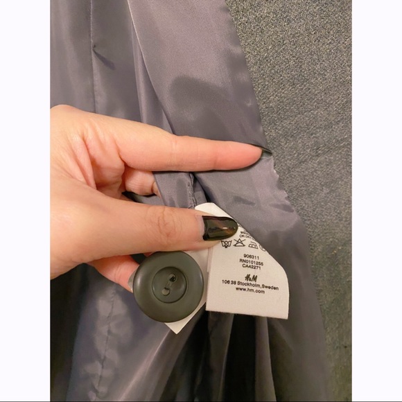 H&M Gray Peter Pan Collar Hourglass Coat Jacket - Picture 8 of 8